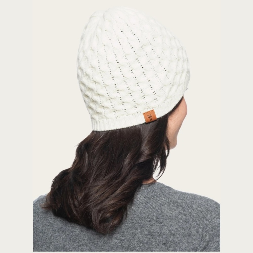 NWT Frye White Knit Beanie